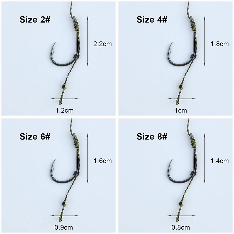 Carp Fishing Hair Rig 6pcs/set Ready Made Boilie Hook Carp Fishing Hair Rig Ready Tied Carp Fishing Hooks Size 2# 4# 6# 8#