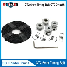 1Pcs GT2 20teeth 20 Teeth Bore 5mm/8mm Timing Alumium Pulley + 2Meters Rubber GT2-6mm Open Timing Belt Width 6mm for 3D Printer