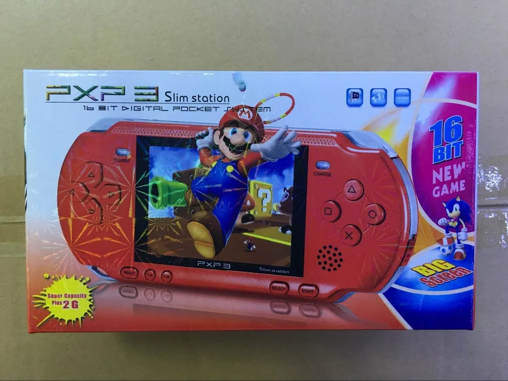 

3 Inch 16 Bit PXP3 Handheld Game Player Video Game Console with AV Cable+2 Game Cards 150 Classic Games Child Gaming Players