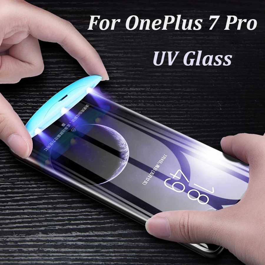 УФ жидкое закаленное стекло с полным клеем для OnePlus 8 7 Pro чехол защиты экрана One Plus
