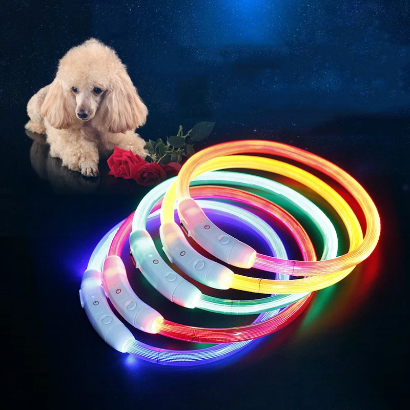 USB Charging Adjustable Pet Dog Collar LED Rechargeable Night Flashing