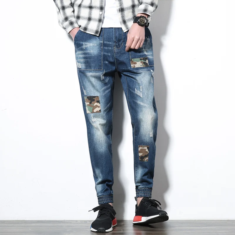 men's camouflage ripped jeans