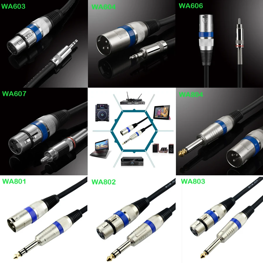 WinAqum RCA 6 35 мм 3 5 к XLR кабелю аудио адаптер кабель 3PIN моно стерео динамик |