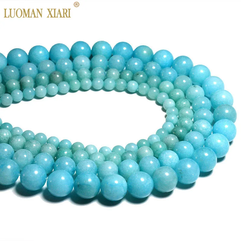

Wholesale Blue Beads Natural White Stone Beads For Jewelry Making Amazonite Color Diy Bracelet Necklace 6mm 8mm 10mm Beads