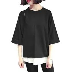 Новый бренд 2018 Harajuku футболка Для женщин короткий рукав корейский Стиль круглым вырезом Серый Черная футболка Топы рубашка feminina плюс