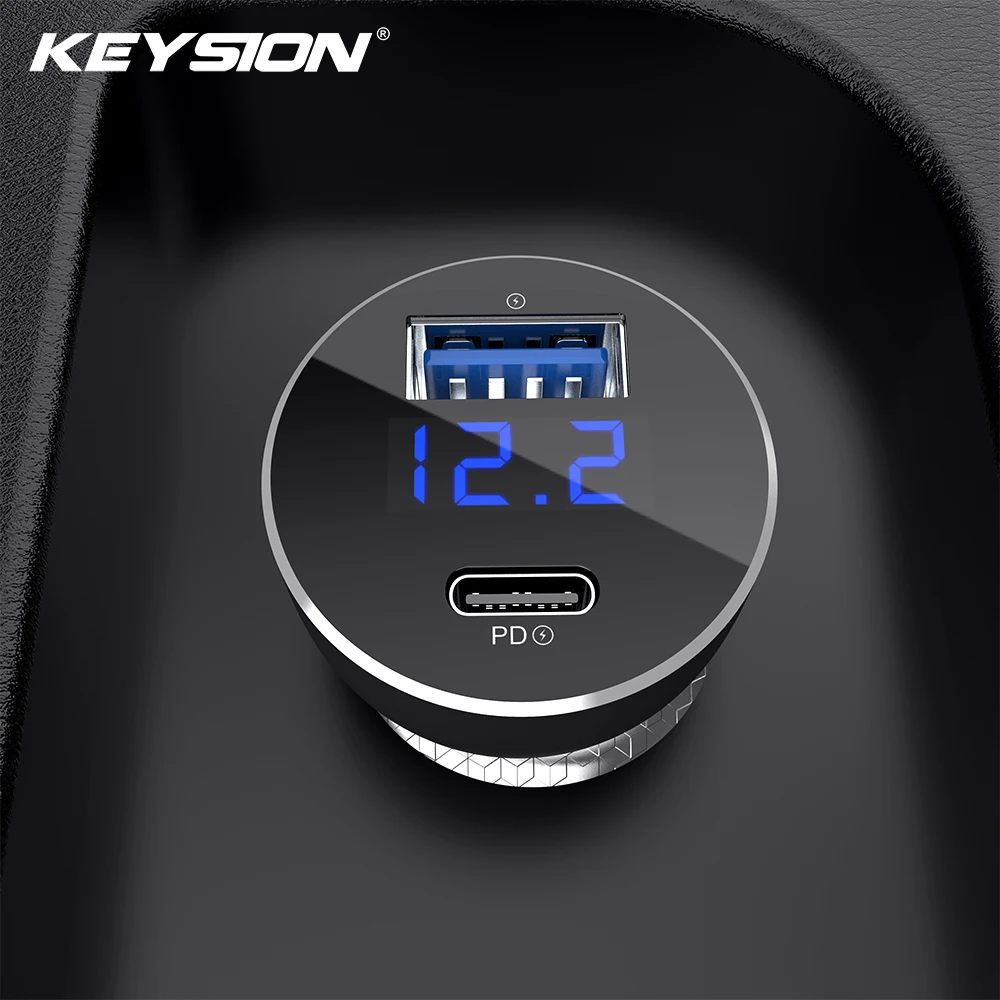 

KEYSION Dual USB PD Fast Car Charger Digital display USB C Charging for iPhone XS Max XR 8 Plus QC 3.0 Quick Charger for Samsung