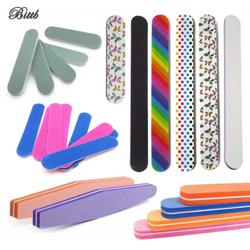 

Bittb 5Pc/Lot EVA Nail Files 100/180 Grit Manicure Polishing Tool Nail File Buffer Gel File Block DIY Trimming Nail Sanding Kit