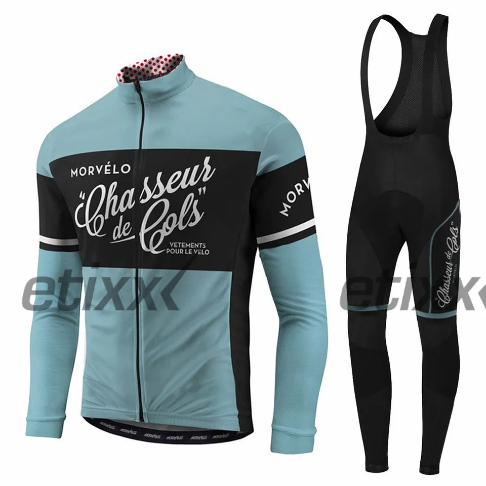 Spring autumn team Morvelo long sleeve cycling jersey set Ropa Ciclismo breathable racing bike clothing MTB Bike 9D gel pad