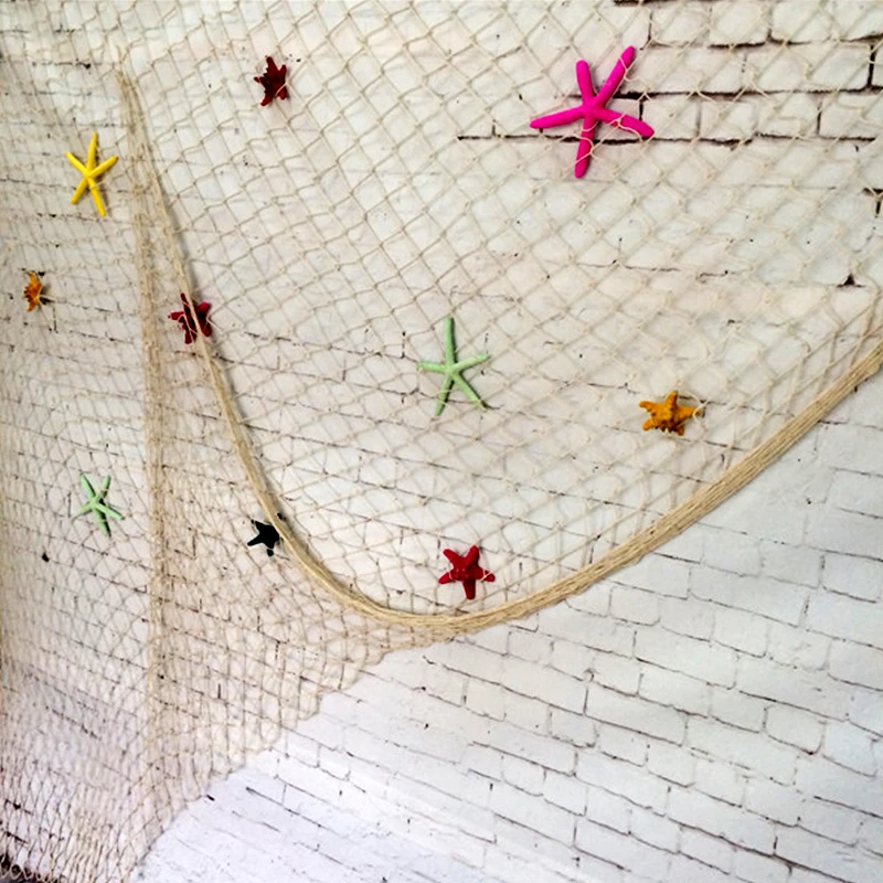 

Home Big Fishing Net Wind Chimes & Hanging Decoration Wall Stickers Hangings Mediterranean Sea Style Crafts 100*200cm