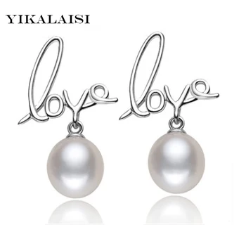 

YIKALAISI 2017 natural pearl jewelry earrings 925 sterling silver jewelry for women water drop pearl 8-9mm earrings wedding gift
