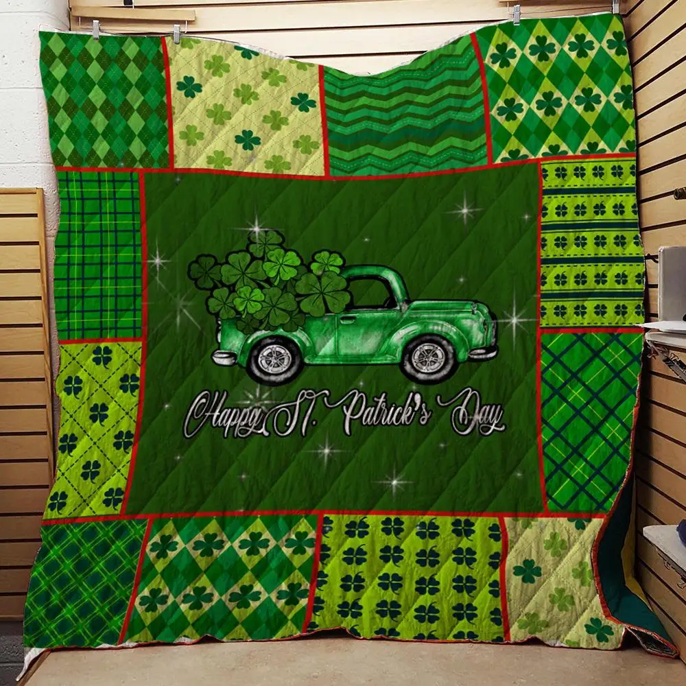 

Summer St. Patrick's Da Print Quilt For Kids School Adults Bed Soft Warm Thin Blanket Cotton Quilt King Size Wholesale Custom