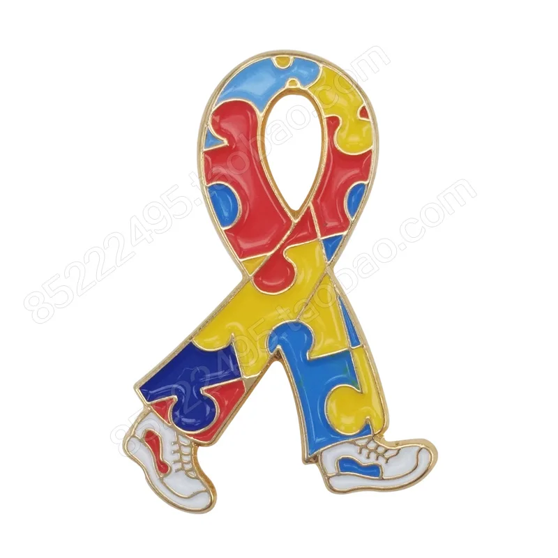 

Economic Enamel Autism Awareness Walking Jigsaw Puzzle Ribbon Lapel Pins