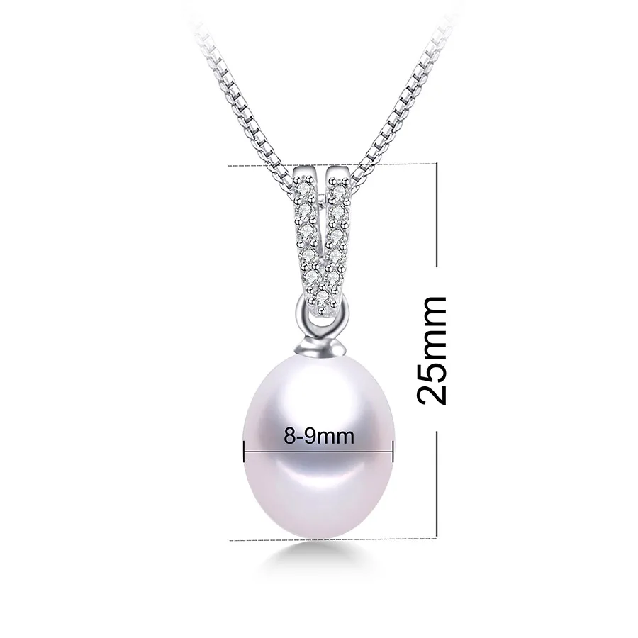 Lindo Лидер продаж 925 стерлингового серебра ожерелья для женщин 8-9 мм высокий блеск натуральный пресноводный жемчуг кулон 45 см ювелирные изделия Лето