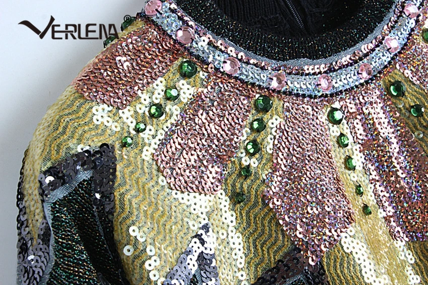 Капли Стразы рукав летучая мышь Зеленый свитер для женщин вышивка блесток свитера Подиум Boho Винтаж джемпер загрязнитель зимние топы