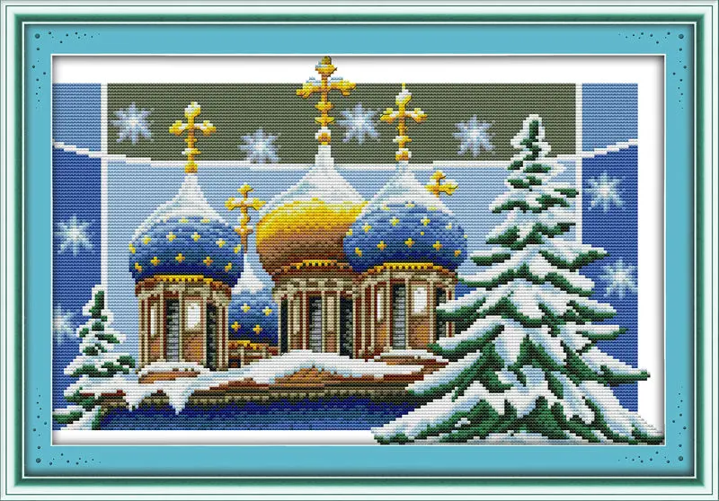 

Christmas Castle Printed on Canvas DMC Counted Chinese Cross Stitch Kits printed Cross-stitch set Embroidery Needlework