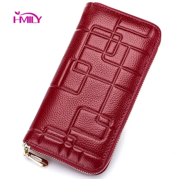 

HMILY Wallet Women Long Genuine Leather Designer zipper Brand Ladies Purse Coin Credit Card Holder New arrival