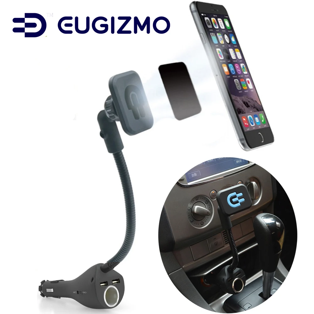 Eugizmo Car Magnetic Phone Holder with Dual USB Port