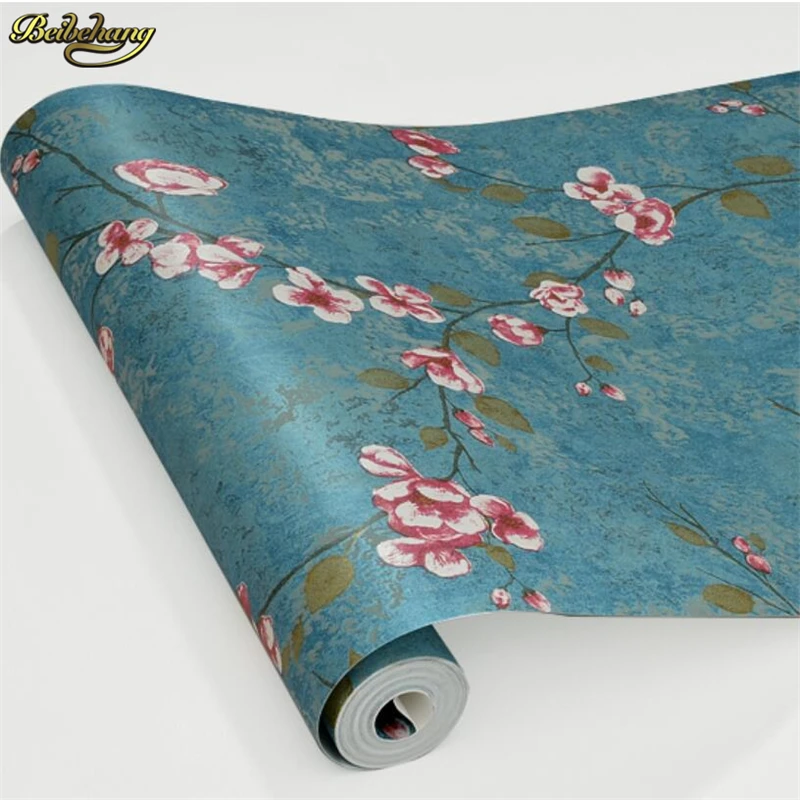 beibehang Nonwovens Retro American Wallpapers Pastoral Flowers Bedroom Living Room Sofa TV Background Wallpaper papel de parede