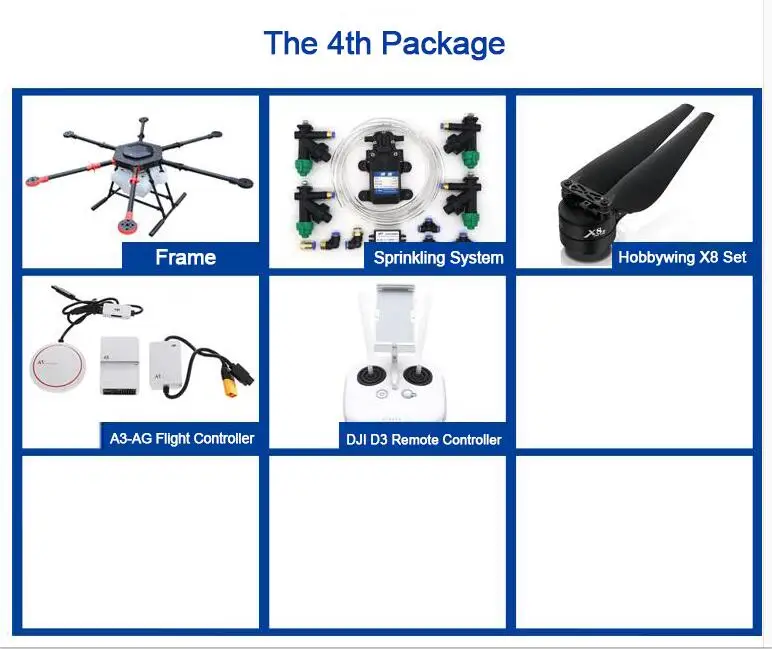 15L 6 оси сельхозназначения Дрон, Мультикоптер БПЛА Дрон с авто/полу-Авто распыления системы для сельского хозяйства - Цвет: 4th Package