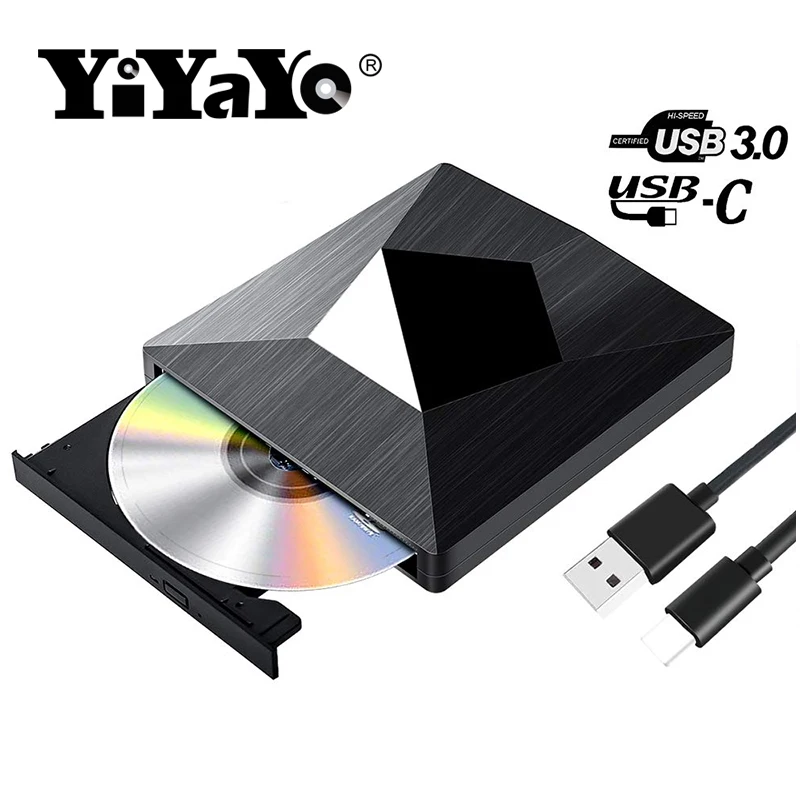 

YiYaYo Type C USB 3.0 External DVD/CD/ VCD Burner RW SVCD Drive Player Optical Drive for hp Mac Apple PC Laptop OS Windows