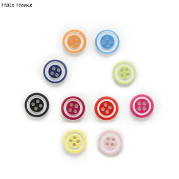 

100pcs 4 Hole 10 Color Mixed Round Resin Buttons Home Decor Clothing Sewing Scrapbooking Card Making DIY 12mm