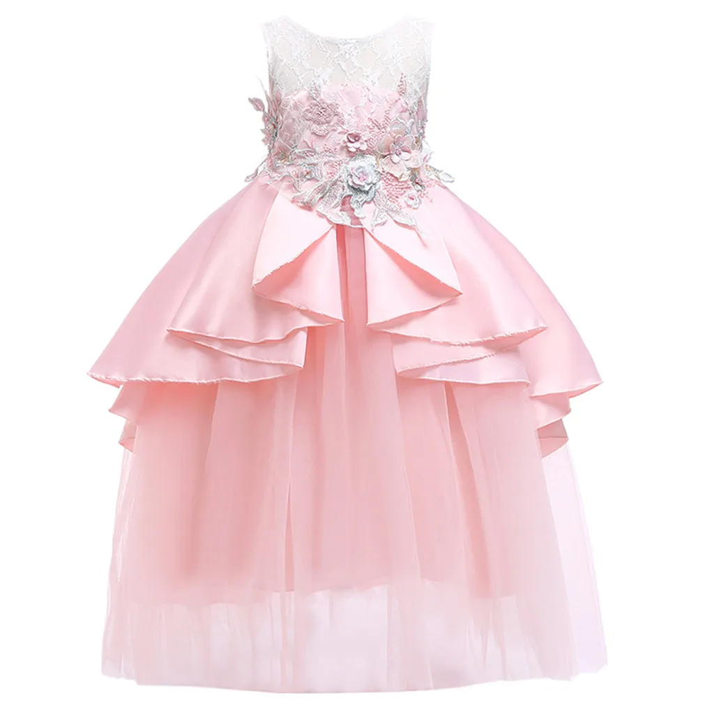 Dress for Girl Floral Baby Girl Princess Bridesmaid Pageant Gown Birthday Party Wedding Baby dress Dress Robe de fille#g9