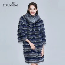 ZIRUNKING, Полосатое пальто из натурального меха, Женское пальто из натурального Лисьего меха, женские модные меховые пальто, одежда ZC1738