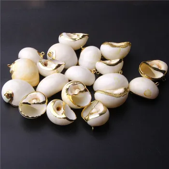 

vinswet 4pcs Gold Plated Natural Spiral Seashell Beads For DIY Handmade Shells Pendant charm Jewelry Handmade Home Decoration