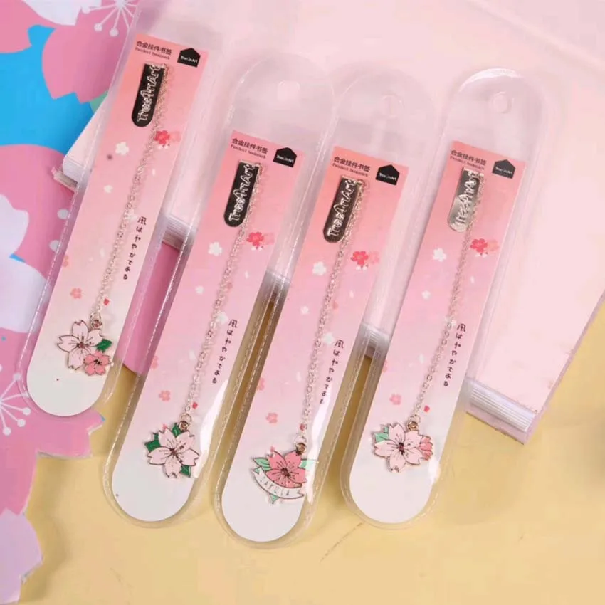 

Cute Cherry blossoms Bookmark for book markers kawaii metal pendant paper clip School Office Supplies stationery gift escolar