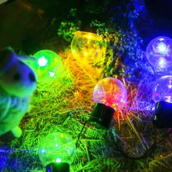 

10 LED String Light Solar Powered Waterproof Ball Garland Vintage Chain Clear Bulb For Celebration Holiday Lamp Decor