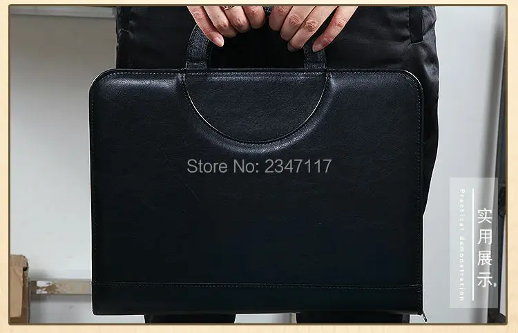 Офисный портфель на молнии из искусственной кожи формата А4, портфель для бизнес-руководителя, папка для документов, черный, красный цвет