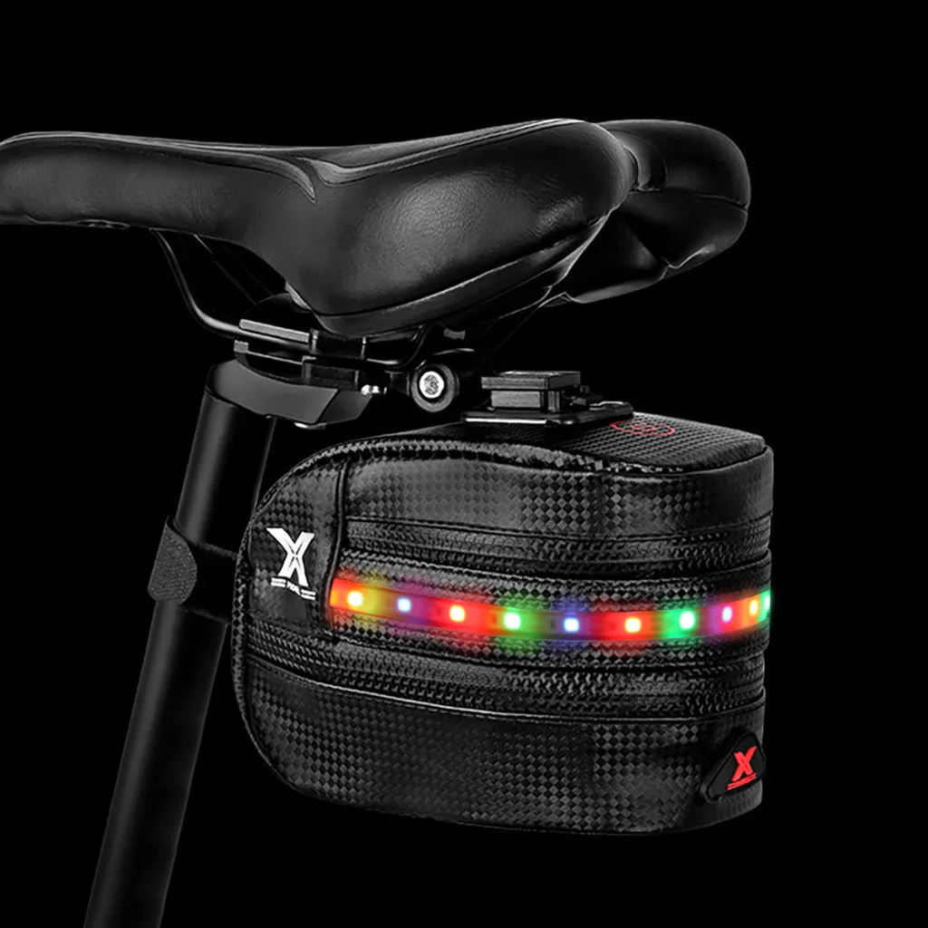 

Bicycle Rear Bag with Light Reflective Cycling Tail Bags Bicycle Seat Seatpost Storage Bike Frame Pouch Cycling Bags