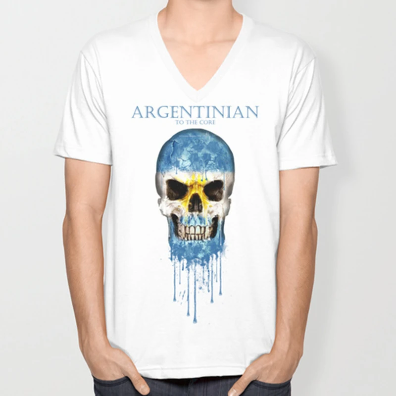 Argentina skull flag nueva moda hombres cuello en V camisetas de corta de verano para Hombre Camisetas mayor|fashion tees|men tshirtfashion tshirt - AliExpress