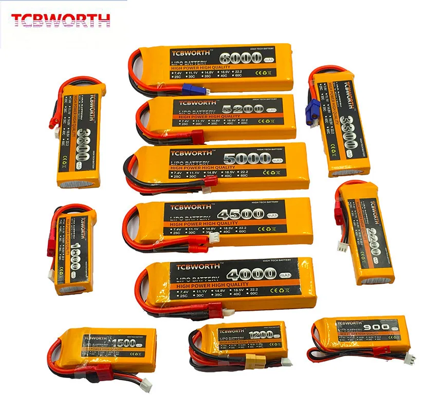 RC LiPo battery 2S 7.4V 2200mAh 3300mAh 4000mAh 4500mAh 5200mAh 6000mAh 30C 40C 60C For RC Helicopter Quadrotor Truck Battery 2S