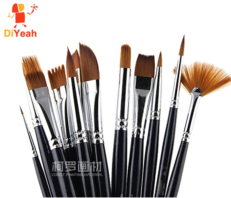 Pincéis de Pintura Alça de Madeira para Artista Facial Profissional Náilon Cabelo Pincel Conjunto Rosto Pintura Corpo Maquiagem Arte Suprimentos 12 Pçs 6 12 pçs pincéis de pintura facial profissional