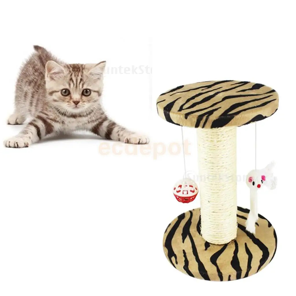 Petsola Когтеточка для кошек W/подвесная мышь, игровая игрушка, центр деятельности, мебель для дома, принт с тигром для кошек, Когтеточка для сна - Цвет: Tiger Print