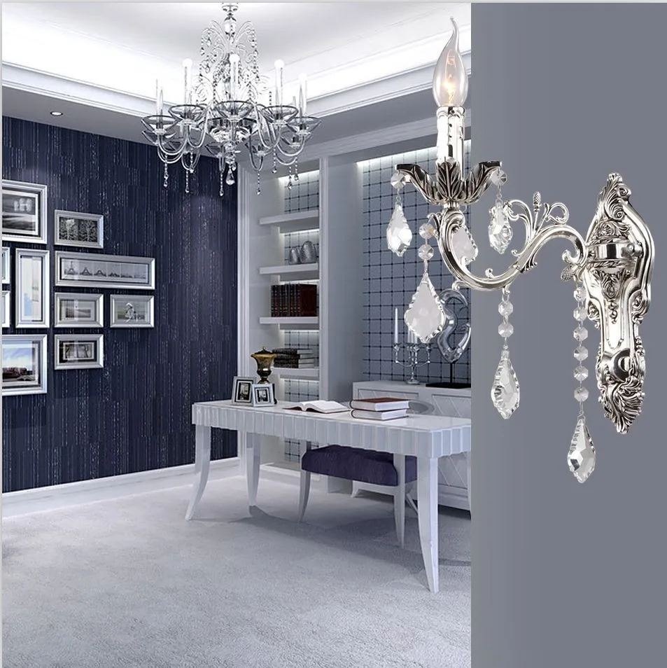 

100% Guarantee Wholesale Crystal Wall Light Silver Wall Sconces Lamp Golden Wall Brackets Light
