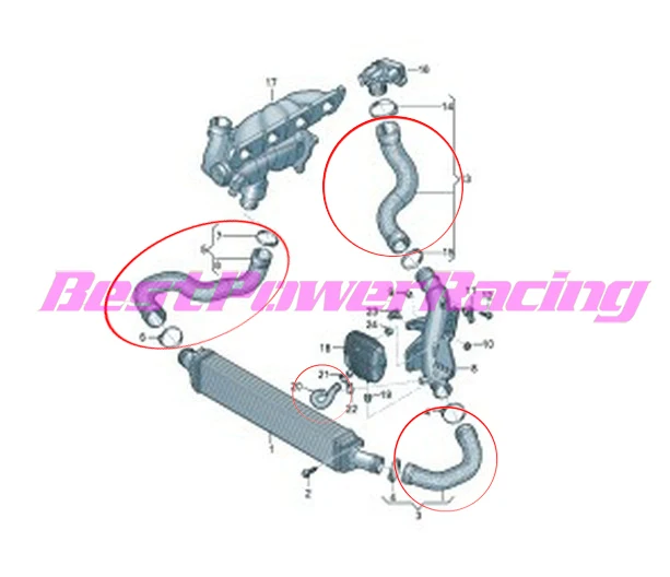 Силиконовые интеркулера шланг/трубы черного цвета для 2009/09/10/11/12 Audi B8 A4 A5 2,0 T