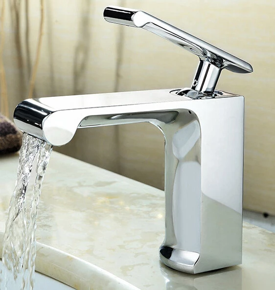 New Arrival Luxury Waterfall Faucet High Quality Cold And Hot Bathroom Sink Faucet Gold Basin Faucet Water Tap Mixer In Basin Faucets From Home