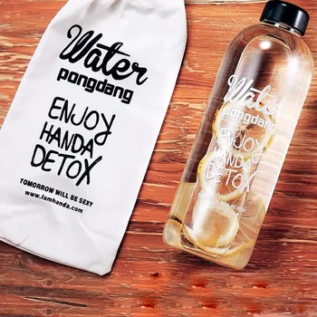 

600/100ml Huge Capacity Water Bottles Leakproof Seal Brief Tour Direct Drinking Glass Water Bottle with Lid