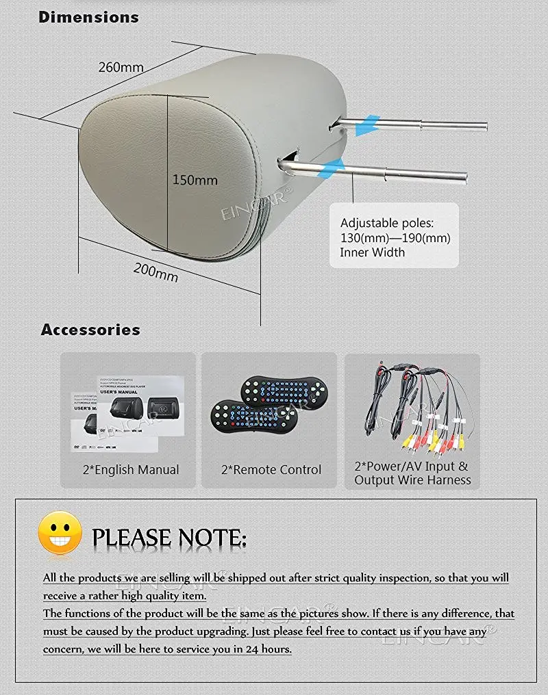 Excellent Eincar 2PCS Car DVD Player Multimedia Headrest Pillow with TFT LCD Wide car Auto Monitor digital screen FM Transmitter (Gary) 5 Excellent Eincar 2PCS Car DVD Player Multimedia Headrest Pillow with TFT LCD Wide car Auto Monitor digital screen FM Transmitter (Gary) 5