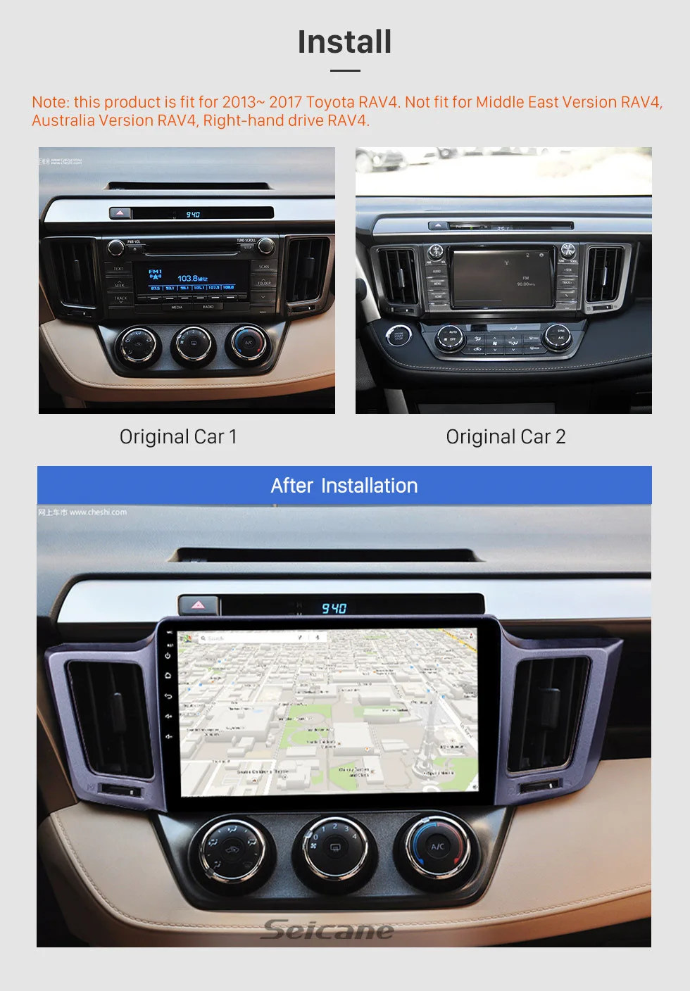 Flash Deal Seicane Android 8.1 10.1" For 2013 2014 2015 2016 Toyota RAV4 Car GPS Navigation Radio Multimedia Player Quad-core Rear camera 2