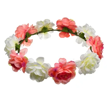 

1PCS Boho Rose Flowers Garland Women Crown Hair Accessories Festival Wedding Dress Up Dancing Party Seaside Beach Photo Props