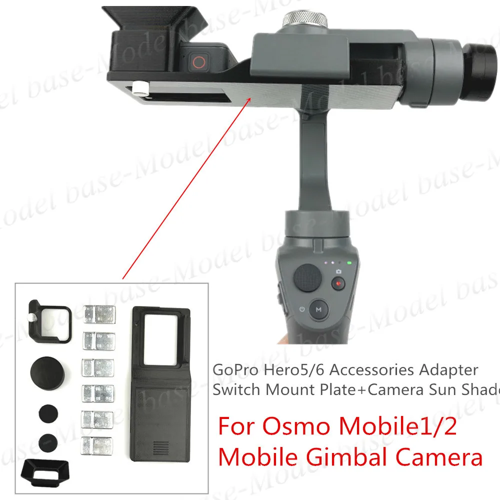 GoPro Hero5/6 Accessories Adapter Switch Mount Plate+Camera Sun Shade