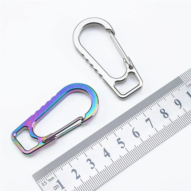 1pcs Titanium Alloy Carabiner Key Chain Keychain Clip Hook Outdoor Climb Buckle Climbing Accessories Outdoor Tool #3n16 (3)