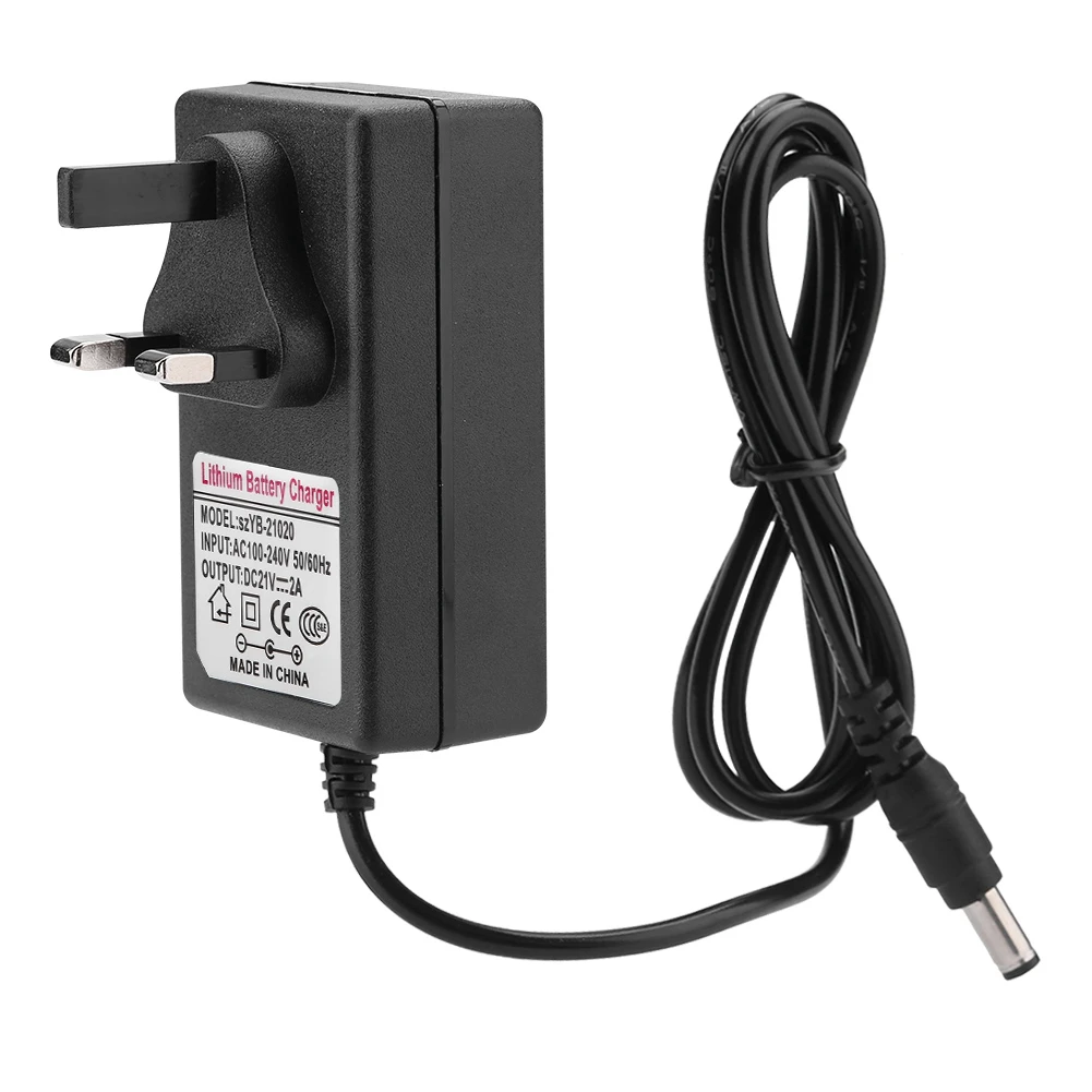 

SOONHUA DC 21V 2A Safe Charge Power Supply Adapter Lithium-ion Battery Charger Power Adapters AC 100-240V UK/US/EU Plug