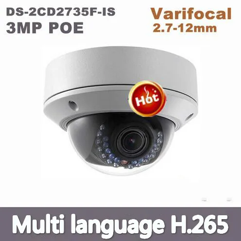  In stock New DS-2CD2735F-IS replace DS-2CD2732F-IS S with Audio Vari-focal 3MP dome Network IP Camera,H.265 camera 