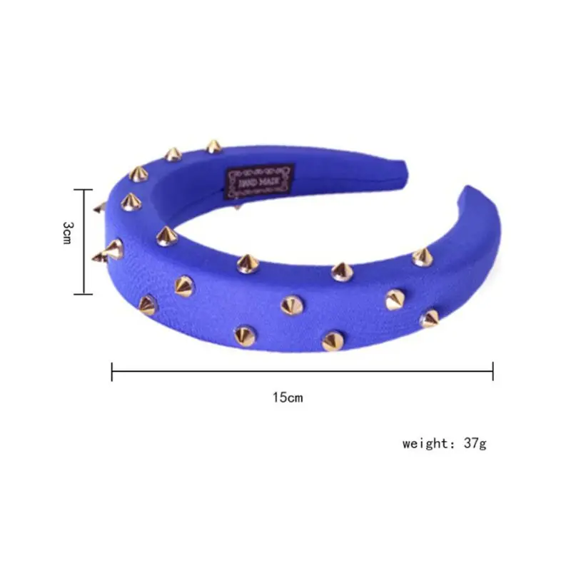 Европейская винтажная металлическая заклепка широкая повязка для головы Женская яркая конфетная цветная Губка Мягкий широкий обруч для