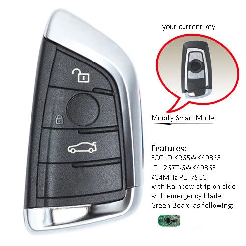 Keyecu Smart Remote брелок 315 мГц/434 мГц 3 кнопки для BMW серии F CAS4 +/FEM FCC: KR55WK49863