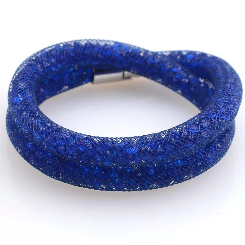 Miasol, сетчатая цепочка, шарм, полностью полимерный кристалл, двойная обёрточная бумага, магнитный обернутый браслет для женщин, для вечеринки, свадебный подарок - Окраска металла: Sapphire